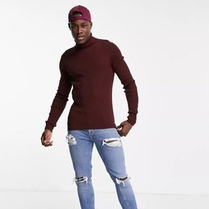 Asos Maroon Muscle fit turtleneck